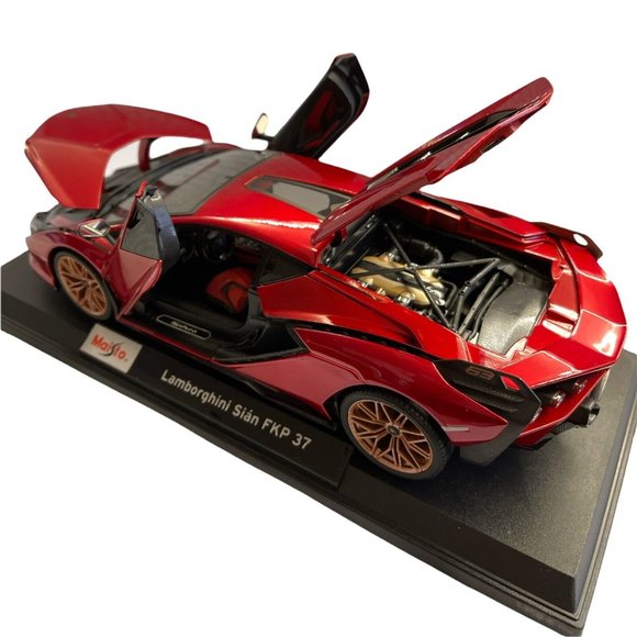 Maisto 1/18 Scale Diecast metal Lamborghini Sian FKP 37 Red Special Edition - Picture 6 of 12